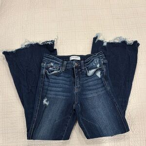 Flying Monkey Dark Blue Distressed Flare Jeans